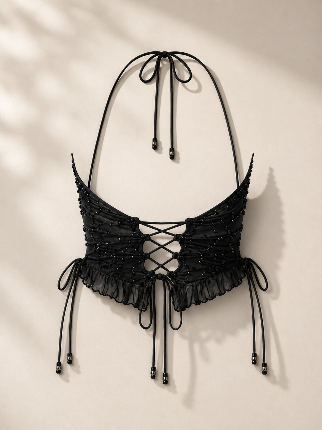 The Beaded Halter Cutout Bodysuit