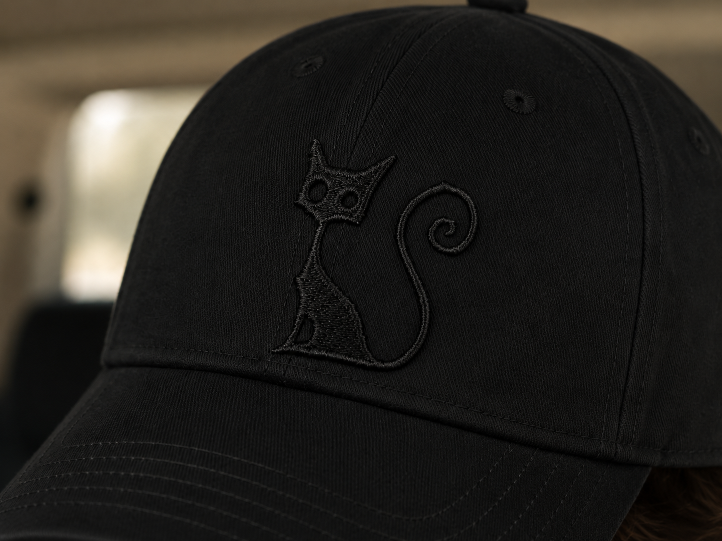 The "Curious Cat" Tonal Embroidered Cap