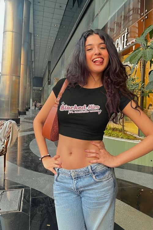 The “Blocked Him ” Crop Tee