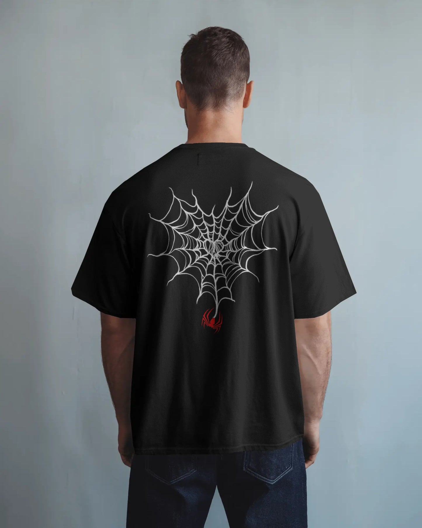 Spider Code Tee | Red Spider-Man Graphic | 240 GSM Oversized Black Cotton Tee | Unisex Marvel-Inspired Streetwear