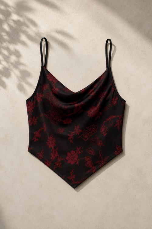 The Dragon Rose Cowl Crop Top