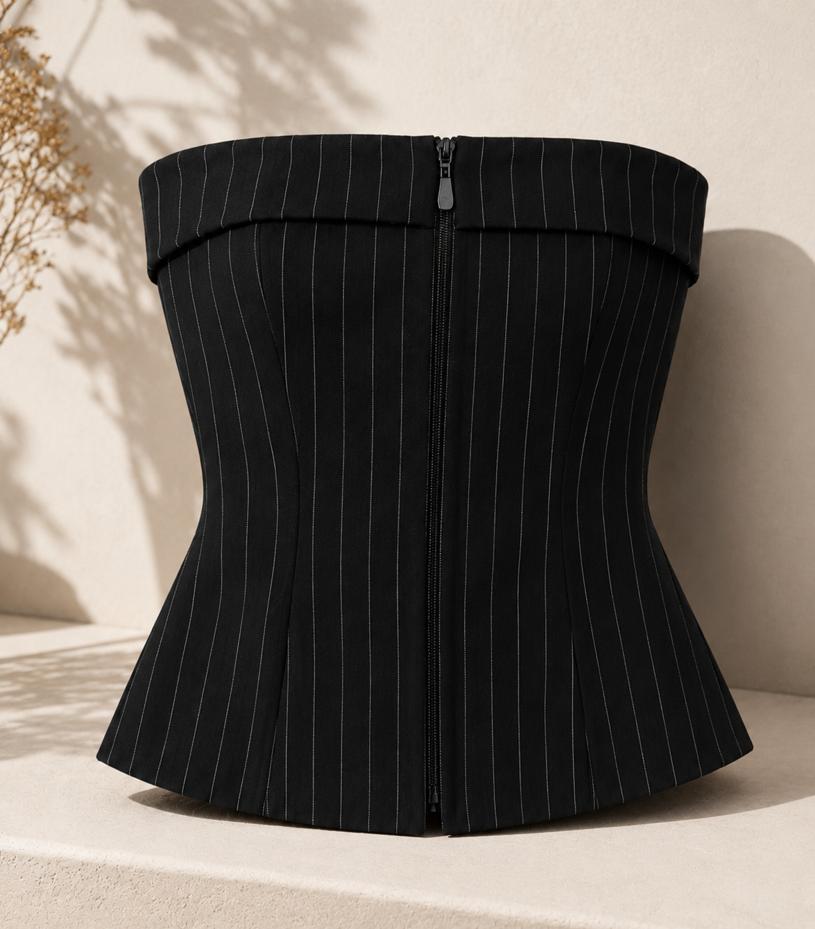 The Pinstripe Strapless Bustier