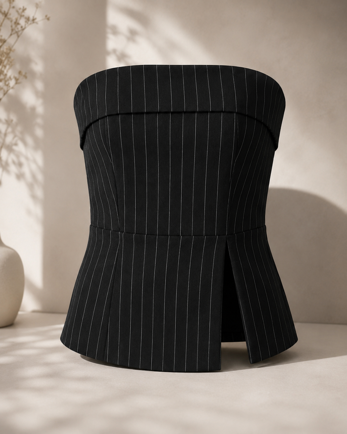 The Pinstripe Strapless Bustier