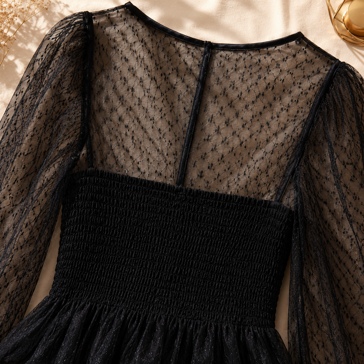 The Swiss-Dot Mesh Lace-Up Top