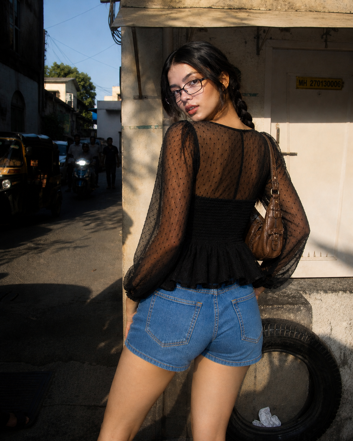 The Swiss-Dot Lace-Up Top