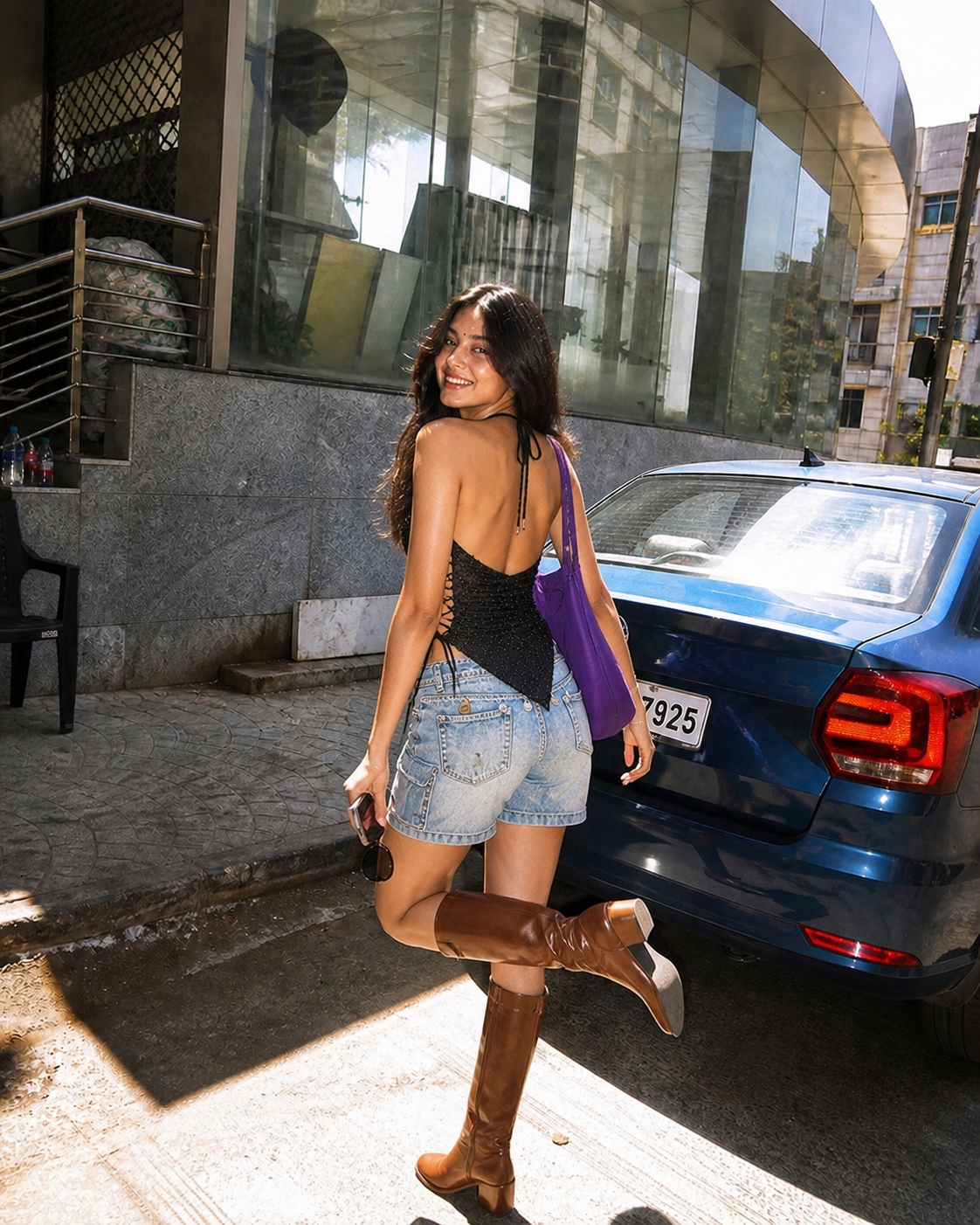 The Crystal Cowl-Neck Halter Top