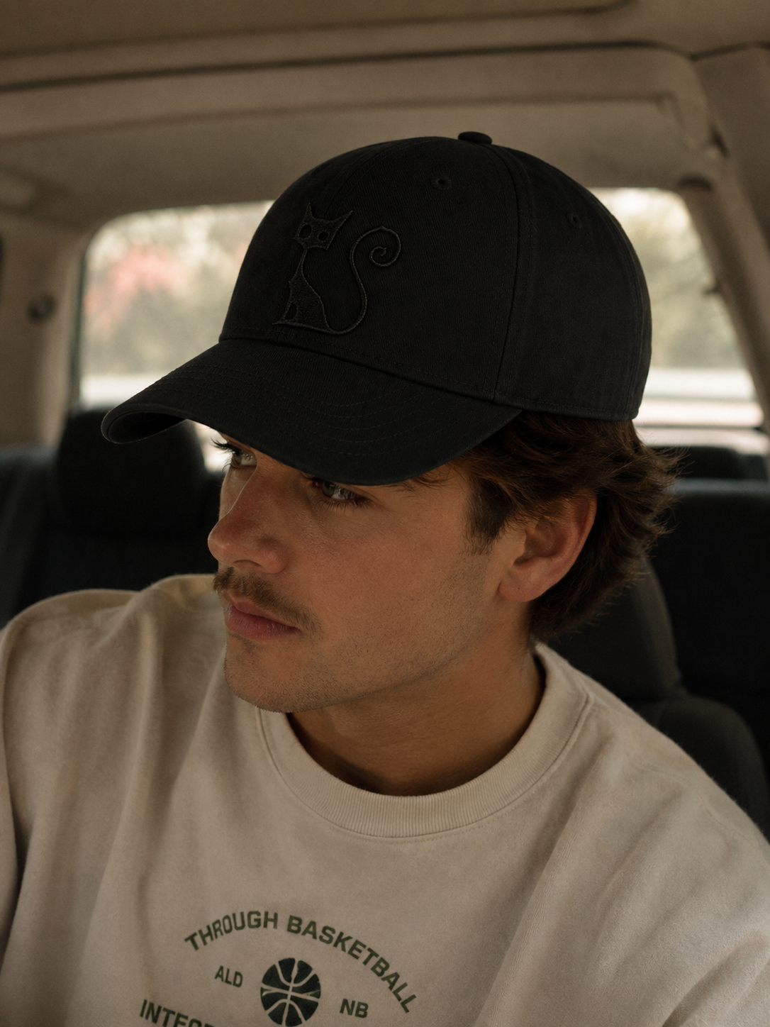 The "Curious Cat" Tonal Embroidered Cap