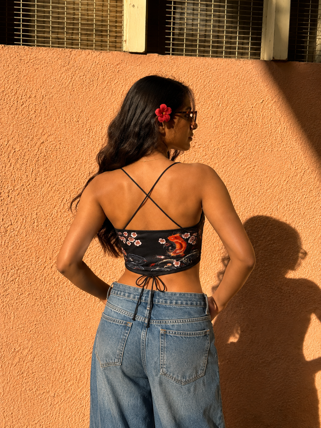 The Dragon Cherry Blossom Cowl Crop Top