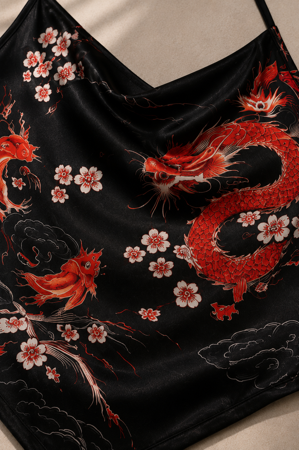 The Dragon Cherry Blossom Cowl Crop Top