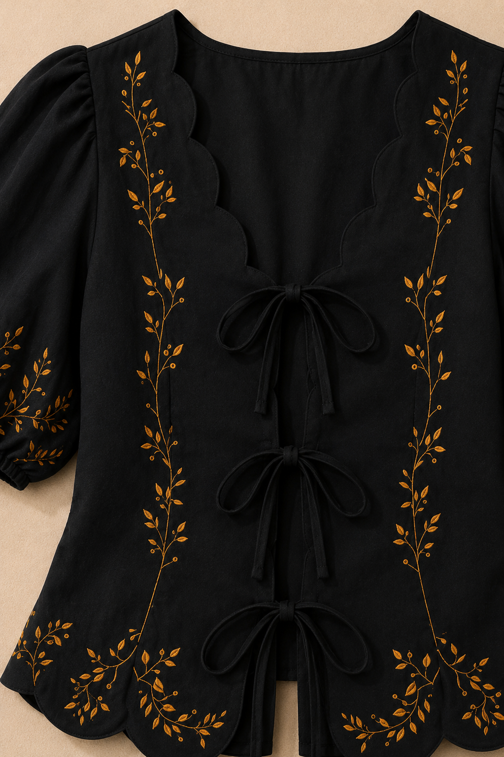 The Embroidered Tie-Front Top