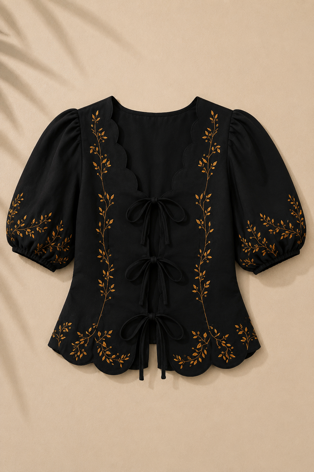 The Embroidered Tie-Front Top